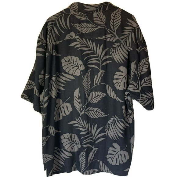 Jamaica Jaxx Authentic Island Style 100% Silk Button Down Black Gray Shirt - Picture 2 of 10